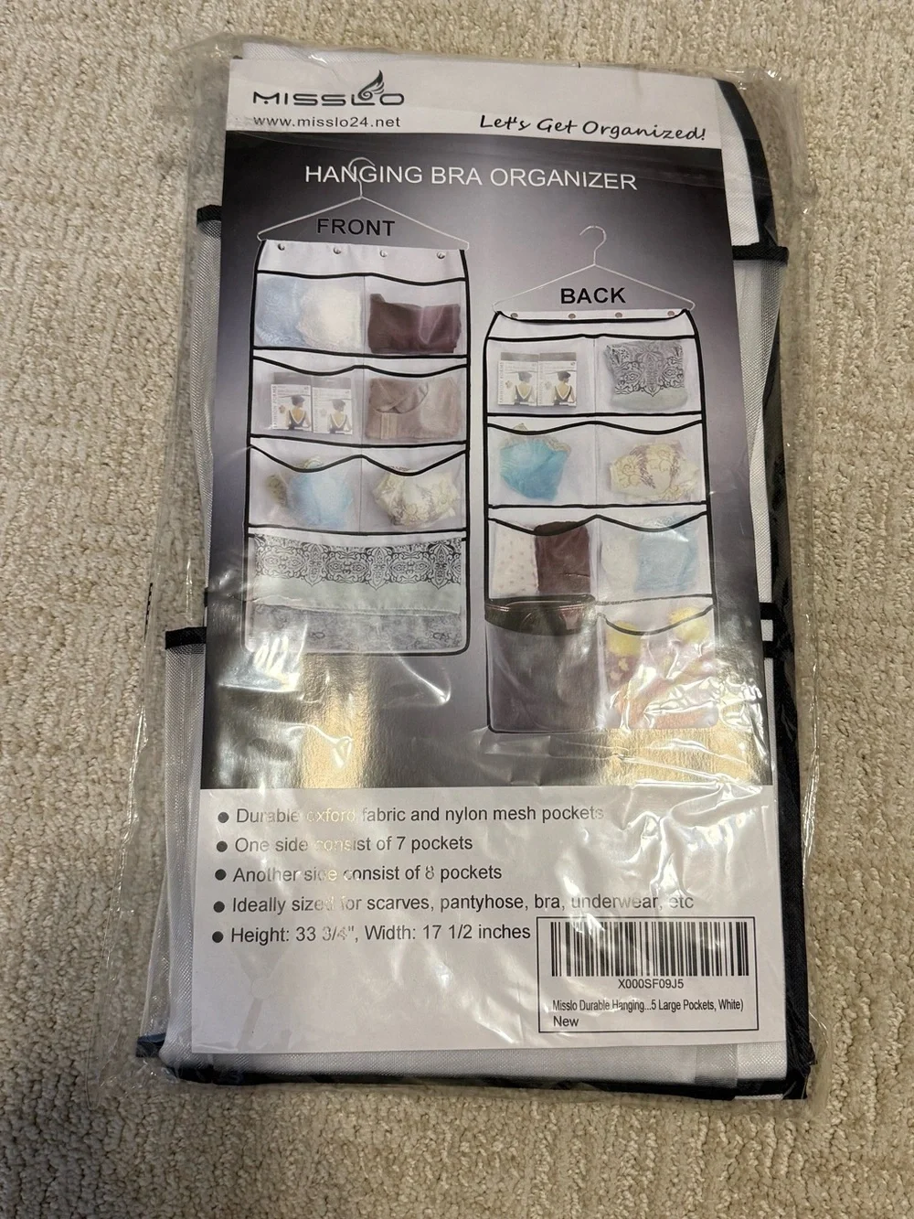 NEW! Sturdy Double sided hanging organizer 15 pockets